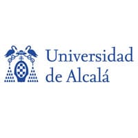 Logotipo de la Universidad de Alcalá en color azul. Constituido a partir del escudo del Cardenal Cisneros.